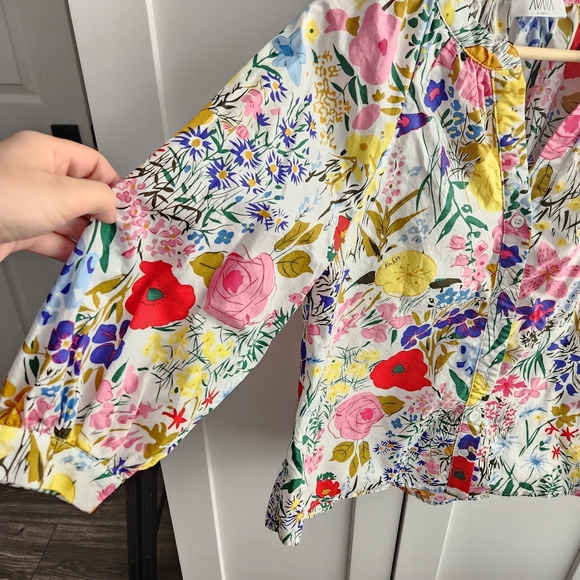 Avara Diane Floral Button Down Blouse Top Cotton Size XS - Picture 3 of 10